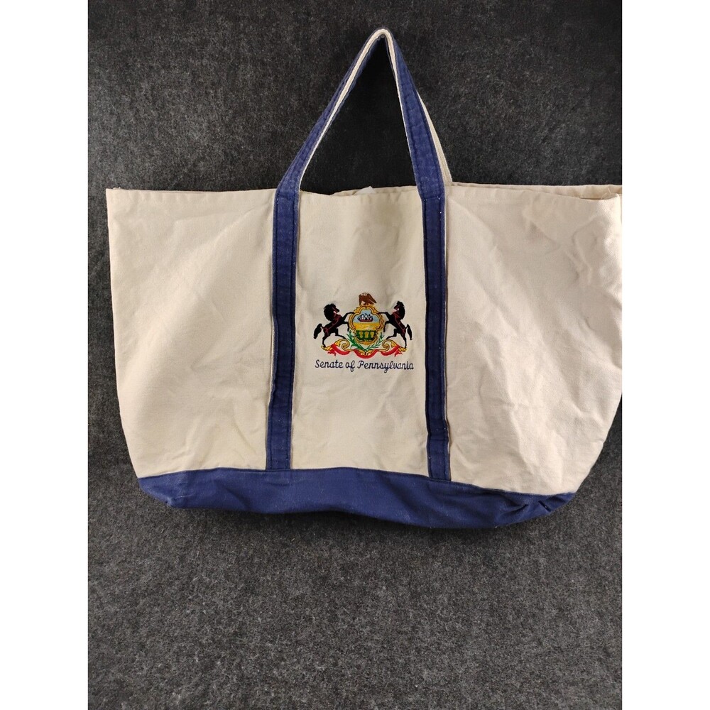 Vintage Senate Pennsylvania Government Tote Bag Large Canvas w Embroidered Crest